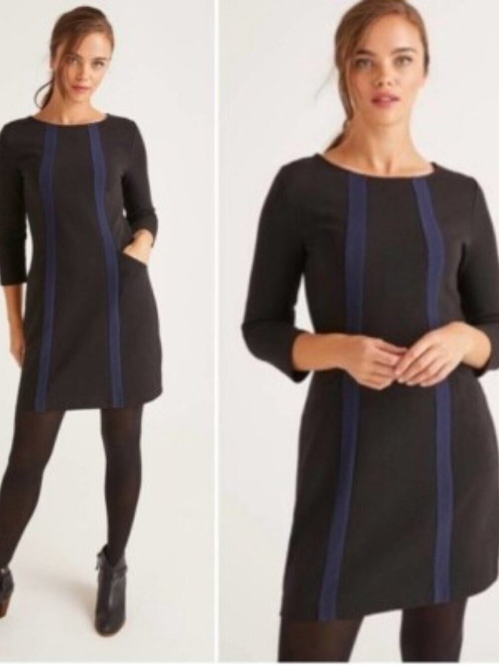 Boden Anita Ottoman Tunic Dress Black Blue 6